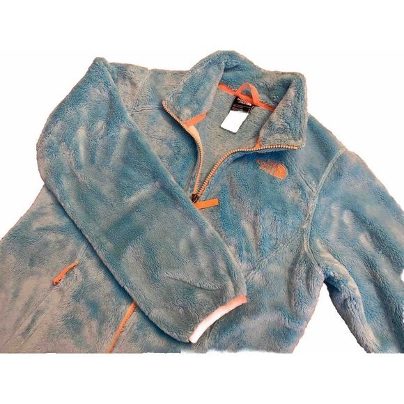 North Face Girls Fleece‎ Full Zip Jacket Size Large 14/16 Teal Pockets - Picture 1 of 5